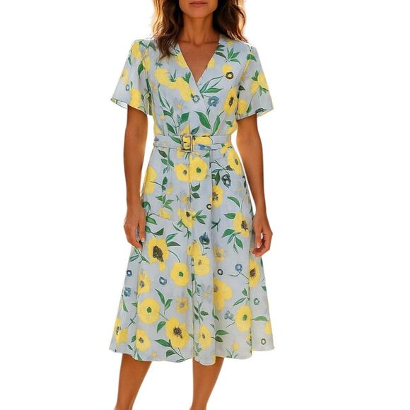 INC INTERNATIONAL CONCEPTS Cotton Floral Midi Shirtdress - Large Petite - NWT - Picture 1 of 9